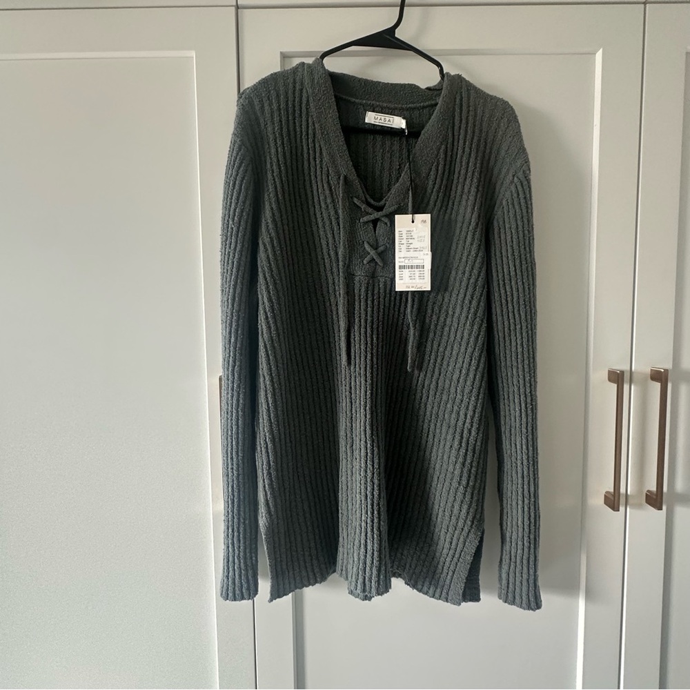 Green Ribbed Women's Sweater